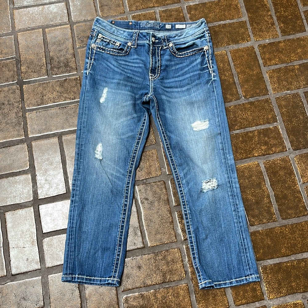 Miss Me Distressed Midrise Boyfriend Capri Jean